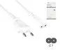 Preview: Power cable Euro plug type C to C7, 0.75mm², Euro plug/IEC 60320-C7, VDE, white, DINIC box with Euro hole, length 2.00m